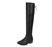 DREAM PAIRS Women's Lei Black Over The Knee High Low Block Heel Riding Boots Size 11 B(M) US,Size 6.5,Black/Pu,LEI