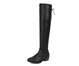 DREAM PAIRS Women's Lei Black Over The Knee High Low Block Heel Riding Boots Size 11 B(M) US,Size 6,Black/Pu,LEI