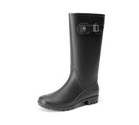 DREAM PAIRS Women's Lightweight Waterproof Wellington Boots, Insulated Tall Rain Wellies with Stylish Buckle, Easy to Clean for Rainy or Muddy Walks, Size 5,Black,DWEMRB2503