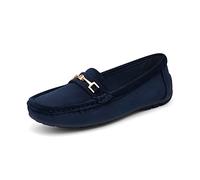 DREAM PAIRS Women's Loafers Ladies' Moccasins Slip-on,Blue-Suede,6