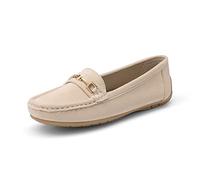 DREAM PAIRS Women's Loafers Ladies' Moccasins Slip-on,Khaki-Suede,4.5