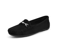 DREAM PAIRS Women's Loafers Ladies' Moccasins Slip-on | Smooth lining, padded, TPR nubbed sole, moc-toe, suede leather, gold accent