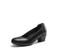 DREAM PAIRS Women's Low Chunky Heels Comfortable Block Work Pumps Closed Round Toe Ladies Dress Shoes for Office Business UK, Size 5.5, Black, DWUMPU2547