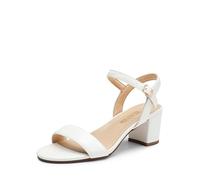 DREAM PAIRS Women's Low Heels Block Open Toe Ankle Strap Classic Short Chunky Sandals with Buckle for Daily Work Wedding Party SDHS2412W,Size 9,WHITE-PU,SDHS2412W