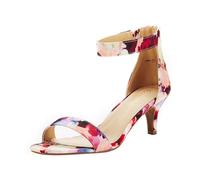DREAM PAIRS Women's Low Kitten Heels Ladies Open Toe Party Ankle Strap Dress Pumps Bride Wedding Evening Shoes Fiona,Size 7,Floral,Fiona