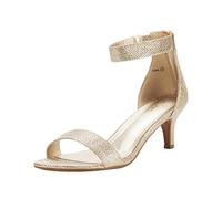 DREAM PAIRS Women's Low Kitten Heels Ladies Open Toe Party Ankle Strap Dress Pumps Bride Wedding Evening Shoes Fiona,Size 9,Gold/Glitter,Fiona