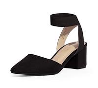 DREAM PAIRS Womens Low Mid Block Heels Mary Jane Ladies Ankle Strap Court Shoes Sandals,Size 3.5,Black/Suede,NICHOLES