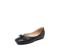 DREAM PAIRS Women's Low Wedge Dressy Flats, Comfortable Bow Tie and Casual Square Toe Rhinestone Wedding Shoes for Work,Size 8,Black,SDFA2309W