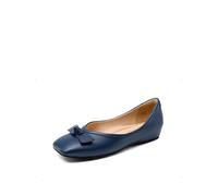 DREAM PAIRS Women's Low Wedge Dressy Flats, Comfortable Bow Tie and Casual Square Toe Rhinestone Wedding Shoes for Work,Size 7,Navy,SDFA2309W