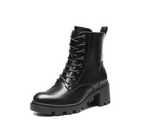 DREAM PAIRS Women's Lug Sole Combat Ankle Bootie Lace up Low Chunky Block Heels Side Zipper Boots Fashion Causal Shoes SDAB2317W,Size 6,Black,SDAB2317W
