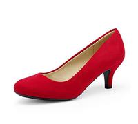 DREAM PAIRS Women's LUVLY Court Shoes Sandals Bridal Wedding Party Low Heel Pump Shoes Size 5 Red LUVLY