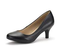 DREAM PAIRS Women's LUVLY Court Shoes Sandals Bridal Wedding Party Low Heel Pump Shoes, Size 6.5, Black/Pu