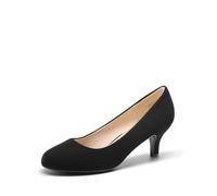 DREAM PAIRS Women's LUVLY Court Shoes Sandals Bridal Wedding Party Low Heel Pump Shoes, Size 8, Black/Nubuck