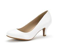 DREAM PAIRS Women's LUVLY Court Shoes Sandals Bridal Wedding Party Low Heel Pump Shoes, Size 8, White/Pu