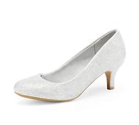 DREAM PAIRS Women's LUVLY Court Shoes Sandals Bridal Wedding Party Low Heel Pump Shoes, Size 9, Silver
