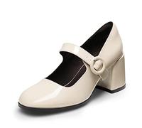 DREAM PAIRS Women's Mary Jane Shoes Close Toe Dress Pumps Shoes SDPU2232W,Size 3,Bright Beige White,SDPU2232W