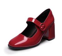 DREAM PAIRS Women's Mary Jane Shoes Close Toe Dress Pumps Shoes SDPU2232W,Size 5,Bright Red,SDPU2232W