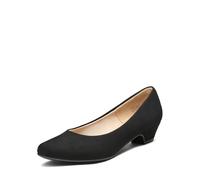DREAM PAIRS Womens Mid Block Heels Ladies Low Court Shoes Wedding Shoes Round Toe Pumps,Size 5,Black/Suede,Mila