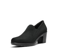DREAM PAIRS Womens Mid Block Heels Ladies Sandals Slip-on Smart Work Office Dress Court Shoes DPU214,Size 10,Black/Suede,DPU214