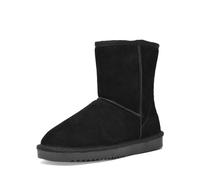 DREAM PAIRS Women's Mid Calf Slip On Snow Boots | Classic genuine suede upper for daily wear, Plush faux fur cushioned lining locks warmth, Treaded grippy outsole