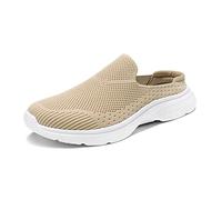 DREAM PAIRS Womens Mules Shoes Knit Slip-on Sneakers Comfort Slippers Flats Platform Lightweight Breathable Non-Slip Walking Shoes,Size 7,Nude,SDML2201W