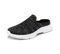 DREAM PAIRS Womens Mules Shoes Knit Slip-on Sneakers Comfort Slippers Flats Platform Lightweight Breathable Non-Slip Walking Shoes,Size 5.5,Black/Grey,SDML2201W