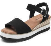DREAM PAIRS Womens Open Toe Buckle Ankle Strap Espadrille Platform Sandal - 6 UK