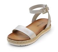 DREAM PAIRS Womens Open Toe Espadrilles Dressy Platform Sandals Slip on Elastic Ankle Strap Wedges Sandals,Size 6.5,Silver/Pu,Kathy