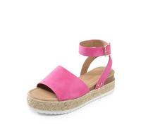 DREAM PAIRS Womens Open Toe Espadrilles Dressy Platform Sandals Slip on Elastic Ankle Strap Wedges Sandals,Size 7,Hot Pink,SDPW2359W