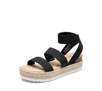 DREAM PAIRS Womens Open Toe Espadrilles Dressy Platform Sandals Slip on Elastic Ankle Strap Wedges Sandals,Size 6,Black,SDPW2401W