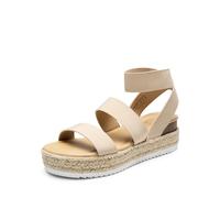 DREAM PAIRS Womens Open Toe Espadrilles Dressy Platform Sandals Slip on Elastic Ankle Strap Wedges Sandals,Size 6,Nude,SDPW2401W