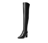 DREAM PAIRS Women's Over The Knee Stretch Thigh High Boots Chunky High Heels Pointed Toe Long Fall Boots,Size 6.5,Black-Pu,SDOB2303W