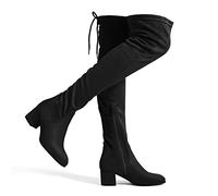 DREAM PAIRS Women's Over The Knee Thigh High Low Block Heel Boots,Size 7.5,Black,Laurence