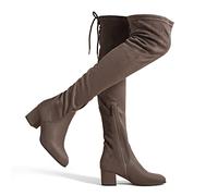 DREAM PAIRS Women's Over The Knee Thigh High Low Block Heel Boots,Size 7,Khaki,Laurence