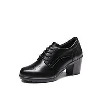 DREAM PAIRS Women's Oxford Heels Pointed Toe High Chunky Brogues Mary Jane Shoes,Size 6.5,Black-PU,SDOX2303W