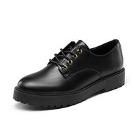 DREAM PAIRS Womens Lace Up Formal Shoes in Black Ladies Flat Low Heel Smart Derby Vintage Oxfords,Size 4.5,Black/pu,SDOX2202W-E