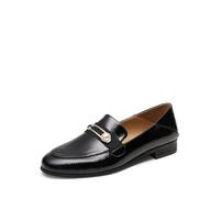 DREAM PAIRS Womens Penny Loafers Slip-on Low Heel Oxfords Pearl Buckle Moccasins Smart Work Office Flats Shoes Black,Size 5,Black/Patent/Leather,SDLS2207W