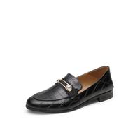 DREAM PAIRS Womens Penny Loafers Slip-on Low Heel Oxfords Pearl Buckle Moccasins Smart Work Office Flats Shoes Black,Size 7.5,Black Stone/Pu,SDLS2207W