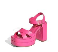 DREAM PAIRS Women's Platform Chunky Heels Square Open Toe Ankle Strap High Heeled Sandals Y2K Shoes for Party Brunch SDHS2330W HOT PINK Size 6.5 UK/8.5 US