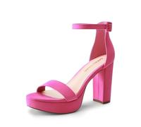 DREAM PAIRS Women's Platform Chunky High Heeled Sandals Open Toe Block Heels Ankle Strap Dress Shoes for Wedding Party Evening,Size 7,Hot Pink,DWUMHS2508