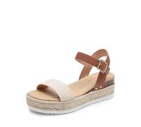 DREAM PAIRS Women's Platform Espadrilles Wedge Sandals, Comfortable Open Toe One Band Sandals for Women Dressy Casual Summer,Size 6.5,Beige/Tan,DWUMPS2502
