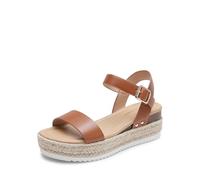 DREAM PAIRS Women's Platform Espadrilles Wedge Sandals, Comfortable Open Toe One Band Sandals for Women Dressy Casual Summer,Size 6.5,Brown,DWUMPS2502