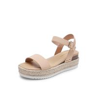DREAM PAIRS Women's Platform Espadrilles Wedge Sandals, Comfortable Open Toe One Band Sandals for Women Dressy Casual Summer,Size 9,Nude,DWUMPS2502
