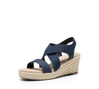 DREAM PAIRS Womens Platform Espadrilles Wedge Sandals, Slip on Elastic Ankle Strap Sandals for Women Casual Dressy Summer,Size 6.5,Navy-Nubuck,SDPW2406W