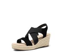 DREAM PAIRS Womens Platform Espadrilles Wedge Sandals, Slip on Elastic Ankle Strap Sandals for Women Casual Dressy Summer,Size 6,Black-Nubuck,SDPW2406W