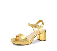 DREAM PAIRS Women's Platform Heels Block Chunky Open Toe Ankle Strap Heel Fashion Wedding Party Dress Sandals Shoes,Size 5,Gold,DWUMHS2507