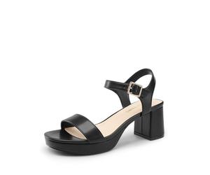 DREAM PAIRS Women's Platform Heels Block Chunky Open Toe Ankle Strap Heel Fashion Wedding Party Dress Sandals Shoes,Size 6.5,Black,DWUMHS2507