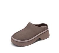 DREAM PAIRS Women's Platform Mules Faux Suede Slip on Memory Foam Non-Slip Lightweight Closed Toe Clogs Slippers Shoes,Size 4.5,Taupe,DWUMMU2507