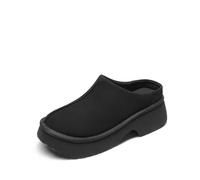 DREAM PAIRS Women's Platform Mules Faux Suede Slip on Memory Foam Non-Slip Lightweight Closed Toe Clogs Slippers Shoes,Size 6.5,Black,DWUMMU2507