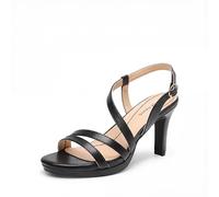 DREAM PAIRS Women's Platform Strappy Heeled Sandals,Black-Pu,7